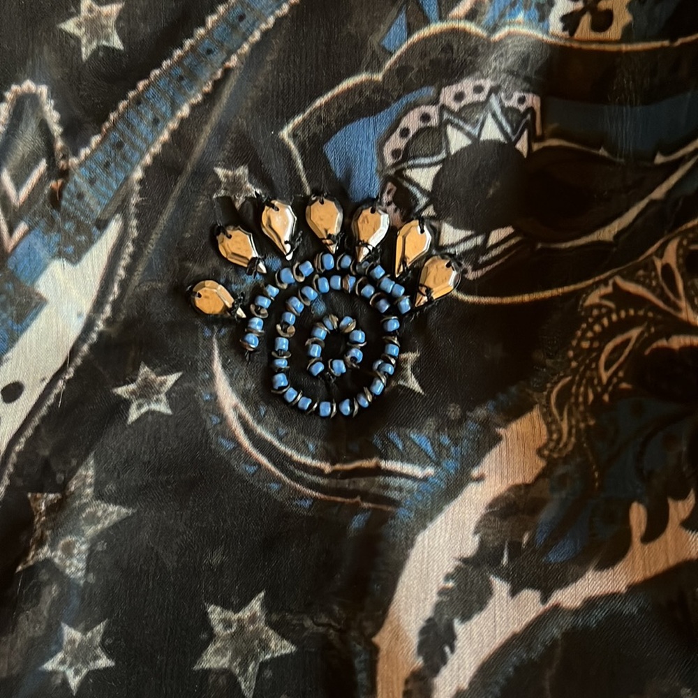 Zadig Voltaire Black Talisa Paisley Printed Embellished Smoked